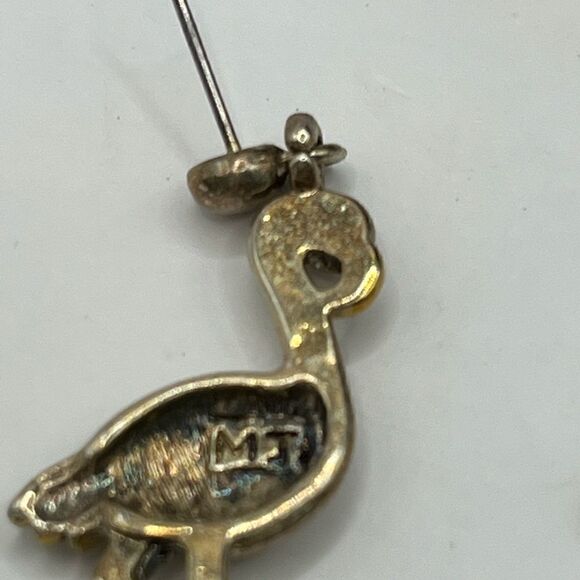 ML Flamingo pierced earrings, gold and silver tone - Picture 3 of 6
